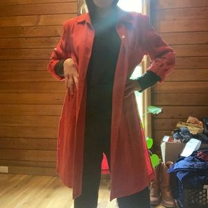 Red linen duster jacket